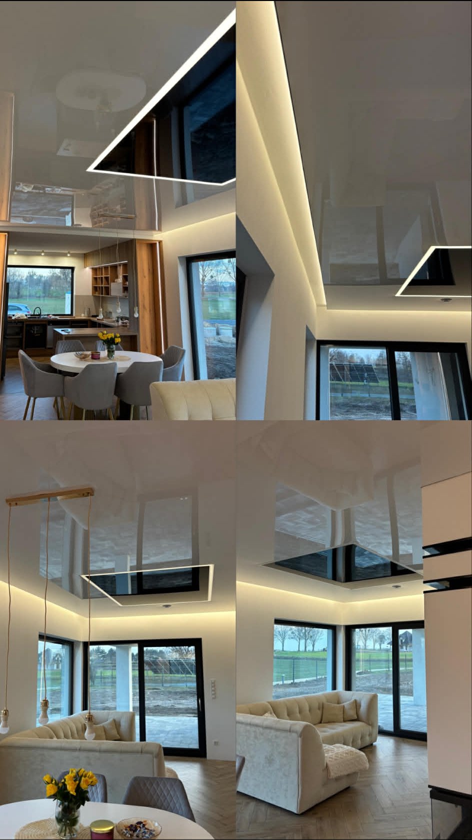 Sufit matowy w salonie Lipno